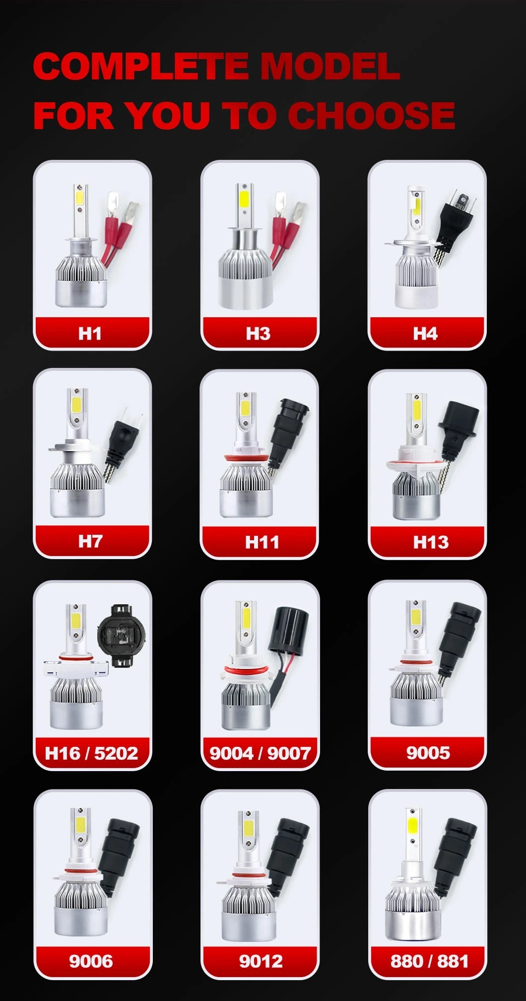 C6 LED Car LED Headlight 8000lm H3 H4 H7 H11